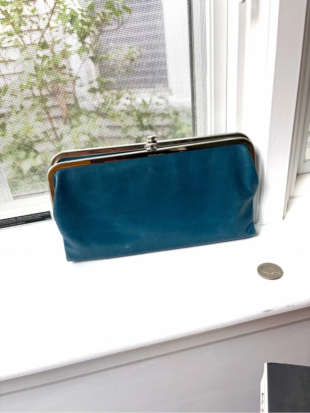 Hobo Lauren Clutch Wallet leather lapis blue navy